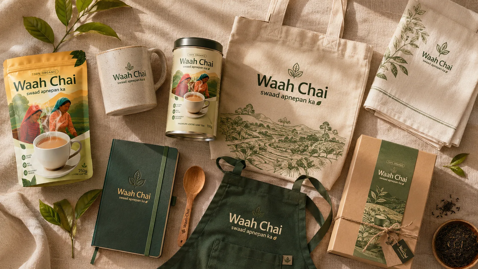 Waah Chai — Packaging Design packaging & visual design mockup 12 by Raghav Chopra